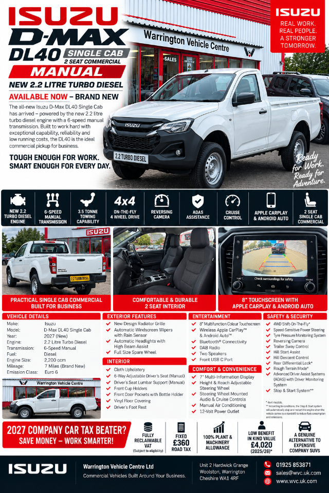 2027 Isuzu D-max 2.2 Utility Single Cab 4x4