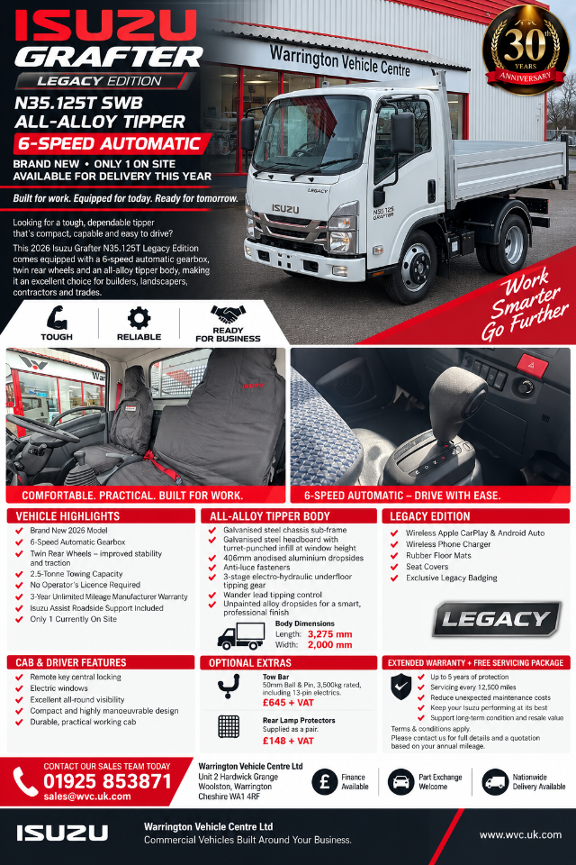 2026 Isuzu Grafter 1.9 N35.125 T SWB ALL ALLOY TIPPER