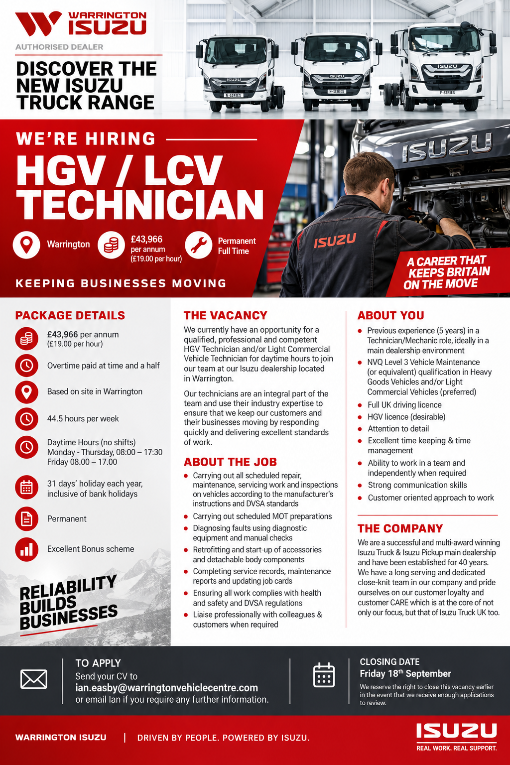 HGV / LCV Technician Wanted.